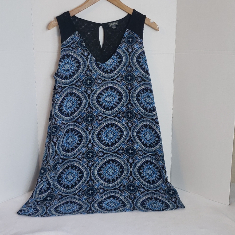Lily Rose Girl's Black Blue White Sleeveless Dress